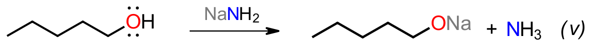 Alcohol and sodium amide acid-base equation