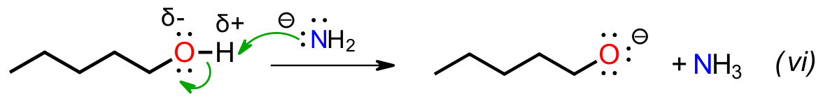 Curved arrow mechanism for alcohol and sodium amide